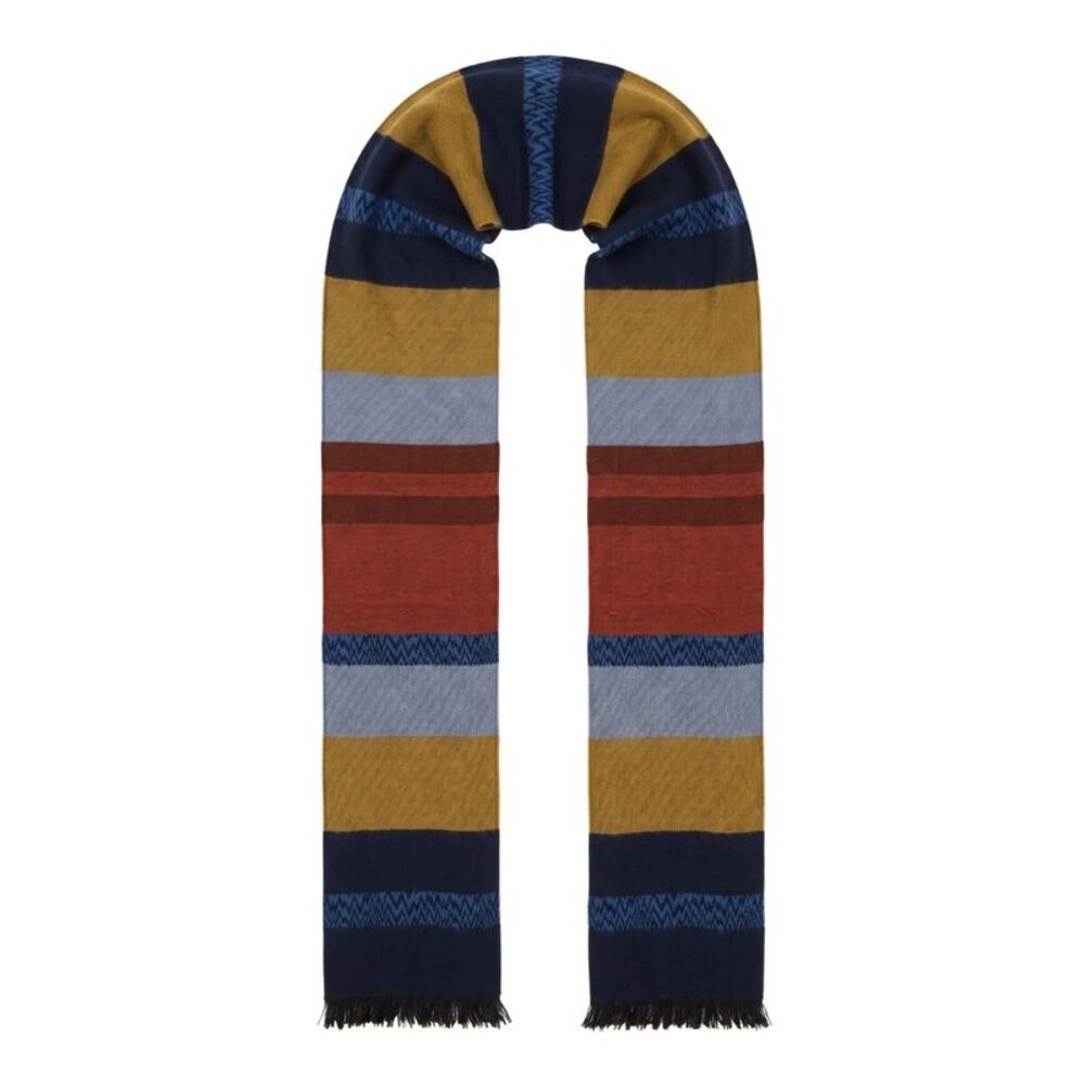 Missoni Black Red Classic Colorblock Wool Scarf